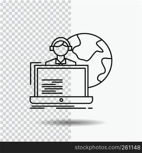 outsource, outsourcing, allocation, human, online Line Icon on Transparent Background. Black Icon Vector Illustration