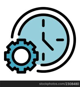 Outsource work time icon. Outline outsource work time vector icon color flat isolated. Outsource work time icon color outline vector