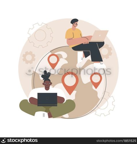 Outsourcing abstract concept vector illustration. Business process outsourcing, outplacement, offshore software development, freelance job, recruitment company, agreement abstract metaphor.. Outsourcing abstract concept vector illustration.
