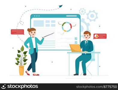 Outsourcing Business with Idea of Teamwork, Company Development, Investment and Project Delegation in Flat Cartoon Hand Drawn Templates Illustration