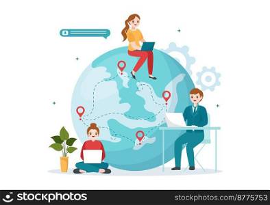 Outsourcing Business with Idea of Teamwork, Company Development, Investment and Project Delegation in Flat Cartoon Hand Drawn Templates Illustration
