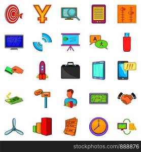 Outsourcing icons set. Cartoon set of 25 outsourcing vector icons for web isolated on white background. Outsourcing icons set, cartoon style