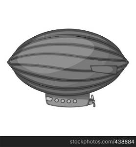Oval airship icon in monochrome style isolated on white background vector illustration. Oval airship icon monochrome