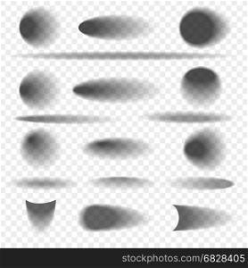 Oval and round objects shadow set. Oval and round objects shadow set. Softbox shadows shapes with soft edges vector illustration