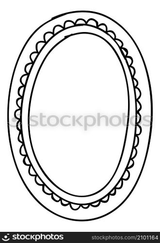 Oval decorative frame in blank line sketchy style isolated on white background. Oval decorative frame in blank line sketchy style