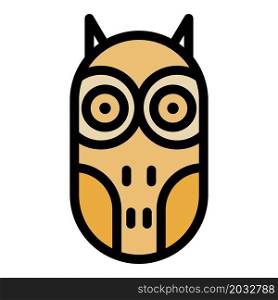 Oval eared owl icon. Outline oval eared owl vector icon color flat isolated. Oval eared owl icon color outline vector