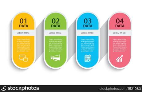 Oval infographics timeline paper with 4 data horizontal template. Vector illustration abstract background. Can be used for workflow layout, business step, brochure, flyers, banner, web design.
