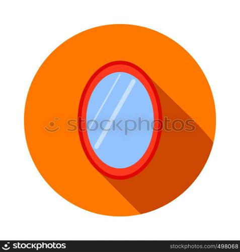 Oval mirror icon in flat style on a white background. Oval mirror icon, flat style