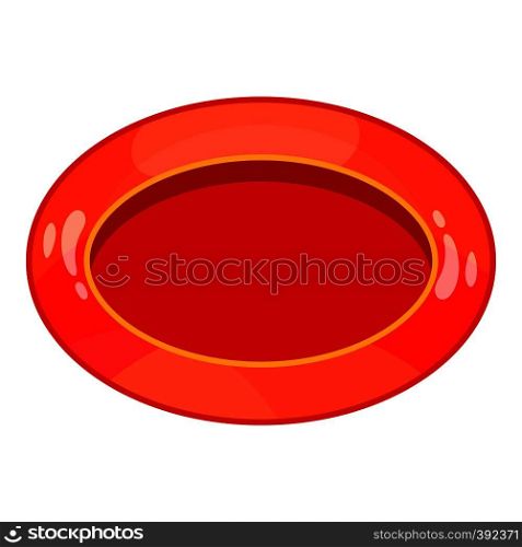 Oval red button icon. Cartoon illustration of oval red button vector icon for web. Oval red button icon, cartoon style