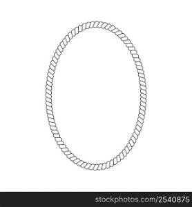 Oval rope frame in retro yacht style. Framework for photo or picture in maritime theme. Nautical design element for print and decoration. Vector outline illustration.. Oval rope frame in retro yacht style. Framework for photo or picture in maritime theme. Nautical design element for print and decoration. Vector outline illustration