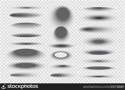 Oval round shadows. Circular realistic transparent gradient shapes decent vector templates collection. Illustration shadow transparent realistic, surface shade. Oval round shadows. Circular realistic transparent gradient shapes decent vector templates collection