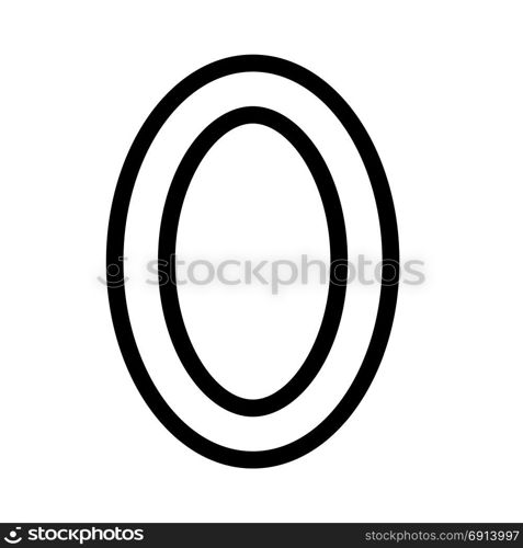 oval simple photo frame, icon on isolated background