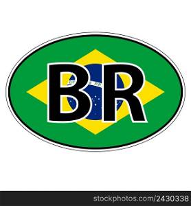 Oval sticker flag of Brazil, vector ISO Code BR state Brazil
