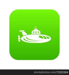 Oval submarine icon green vector isolated on white background. Oval submarine icon green vector