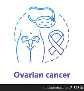 Ovarian cancer blue gradient concept icon. Oncological disease idea thin line illustration. Women healthcare, reproductive system. Oncology, gynecology. Vector isolated outline drawing