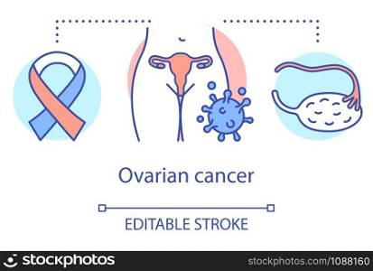Ovarian cancer concept icon. Female oncology idea thin line illustration. Women health, reproductive system. Oncological disease, gynecology. Vector isolated outline drawing. Editable stroke