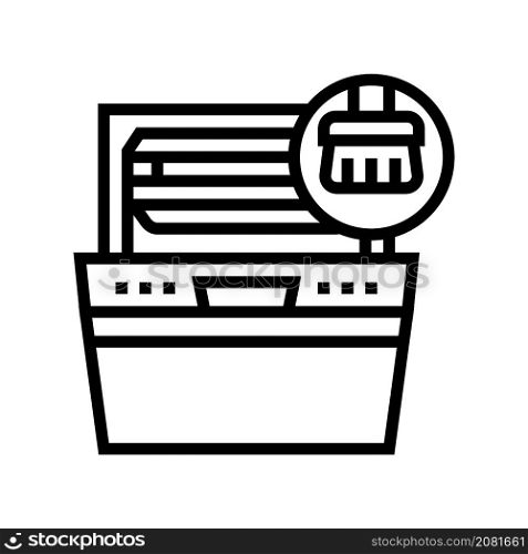 oven cleaning line icon vector. oven cleaning sign. isolated contour symbol black illustration. oven cleaning line icon vector illustration
