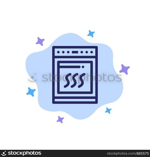 Oven, Kitchen, Microwave, Cooking Blue Icon on Abstract Cloud Background