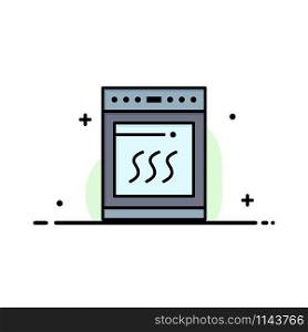 Oven, Kitchen, Microwave, Cooking Business Flat Line Filled Icon Vector Banner Template