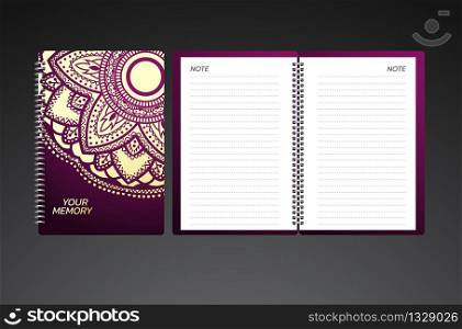 over design for notebooks or scrapbooks with beautiful ornamental flowers. Vector illustration