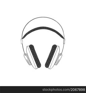 Over-ear headphones. Hand-drawn On-ear headphones. Illustration in sketch style. Vector image