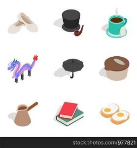 Overall health icons set. Isometric set of 9 overall health vector icons for web isolated on white background. Overall health icons set, isometric style