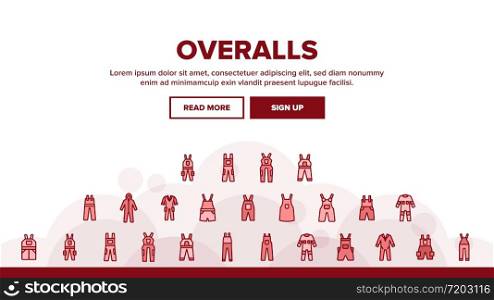 Overalls Worker Protect Clothes Landing Web Page Header Banner Template Vector. Human Protection Overalls, Safety And Protective Body Clothing And Workwear Illustrations. Overalls Worker Protect Landing Header Vector