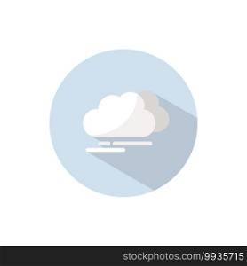 Overcast. Flat color icon on a circle. Weather vector illustration