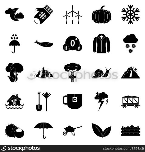 Overcast icons set. Simple set of 25 overcast vector icons for web isolated on white background. Overcast icons set, simple style