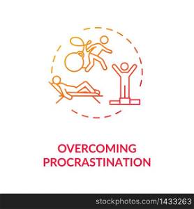 Overcoming procrastination concept icon. Self discipline, motivation idea thin line illustration. Finding inspiration, creative growth. Vector isolated outline RGB color drawing. Overcoming procrastination concept icon