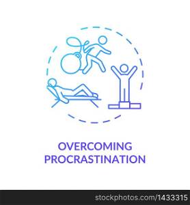 Overcoming procrastination concept icon. Self discipline, motivation idea thin line illustration. Inspirational thinking, creative mindset. Vector isolated outline RGB color drawing. Overcoming procrastination concept icon