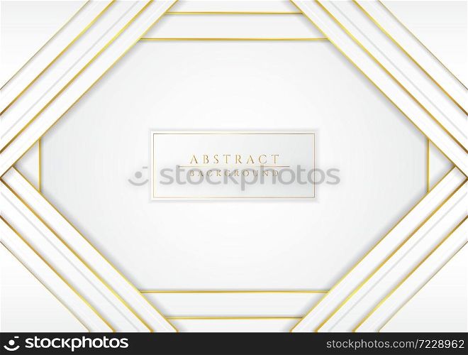 Overlap luxury triangle frame shape white background gold metallic. vector illustration.