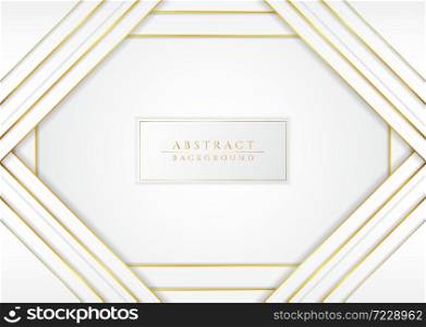 Overlap luxury triangle frame shape white background gold metallic. vector illustration.