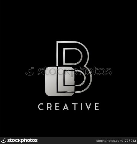 Overlap Outline Logo Letter B Technology with Rounded Square Shape Vector Design Template.