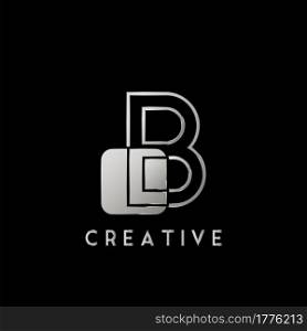 Overlap Outline Logo Letter B Technology with Rounded Square Shape Vector Design Template.