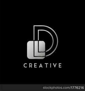 Overlap Outline Logo Letter D Technology with Rounded Square Shape Vector Design Template.