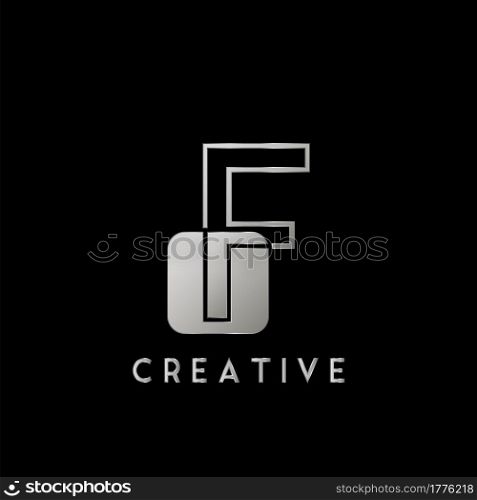 Overlap Outline Logo Letter F Technology with Rounded Square Shape Vector Design Template.