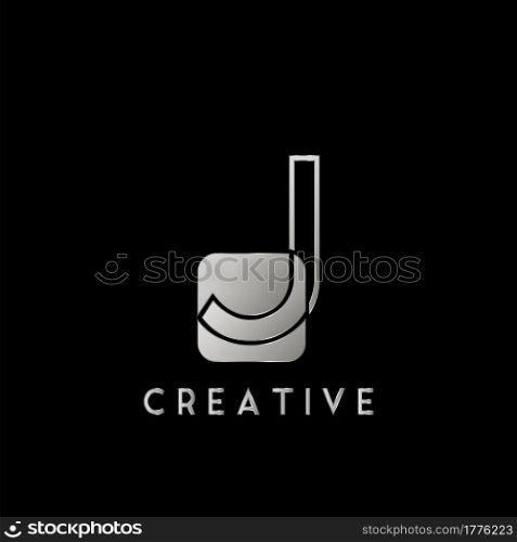 Overlap Outline Logo Letter J Technology with Rounded Square Shape Vector Design Template.
