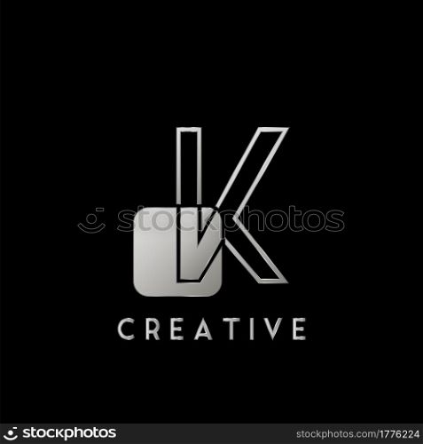 Overlap Outline Logo Letter K Technology with Rounded Square Shape Vector Design Template.