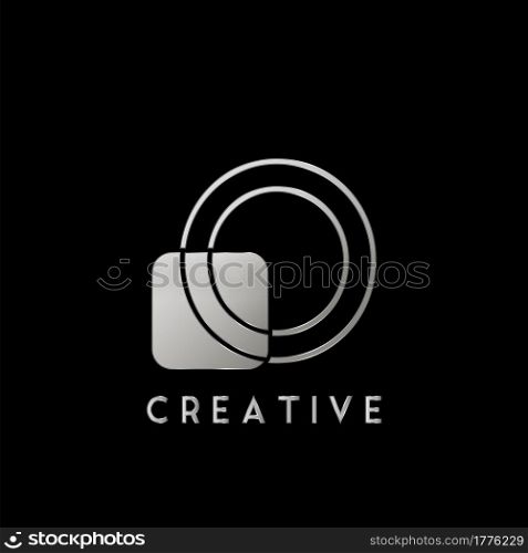 Overlap Outline Logo Letter O Technology with Rounded Square Shape Vector Design Template.