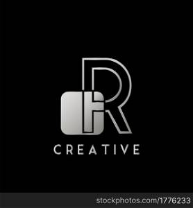 Overlap Outline Logo Letter R Technology with Rounded Square Shape Vector Design Template.