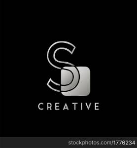 Overlap Outline Logo Letter S Technology with Rounded Square Shape Vector Design Template.