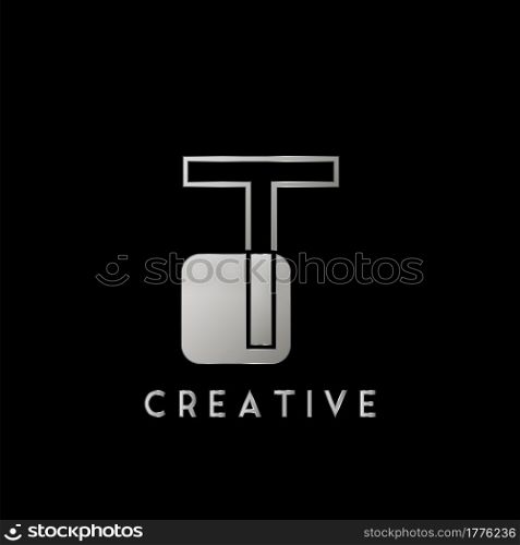 Overlap Outline Logo Letter T Technology with Rounded Square Shape Vector Design Template.