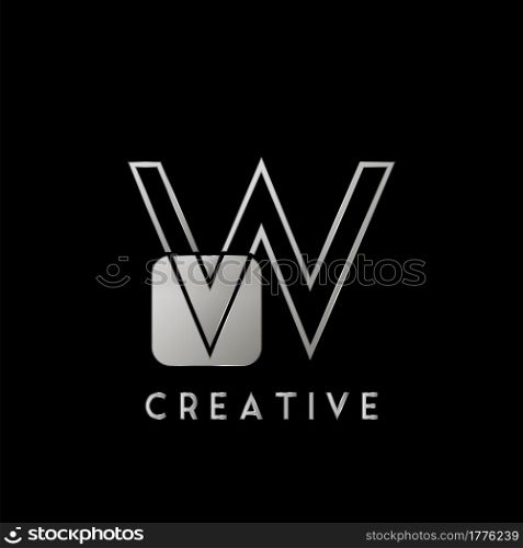 Overlap Outline Logo Letter W Technology with Rounded Square Shape Vector Design Template.