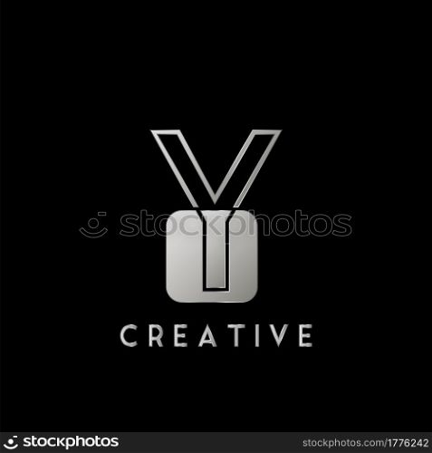 Overlap Outline Logo Letter Y Technology with Rounded Square Shape Vector Design Template.