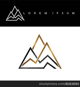 Overlapped line mountains symbol golden monochromatic sign logotypes logo