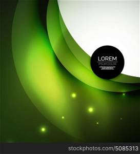 Overlapping circles on glowing abstract background. Overlapping circles on glowing abstract background with shining light effects, green magic style design template