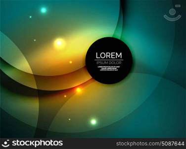 Overlapping circles on glowing abstract background. Overlapping circles on glowing abstract background with shining light effects, magic style design template