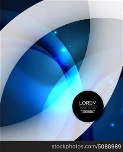Overlapping circles on glowing abstract background. Overlapping circles on glowing abstract background with shining light effects, blue magic style design template