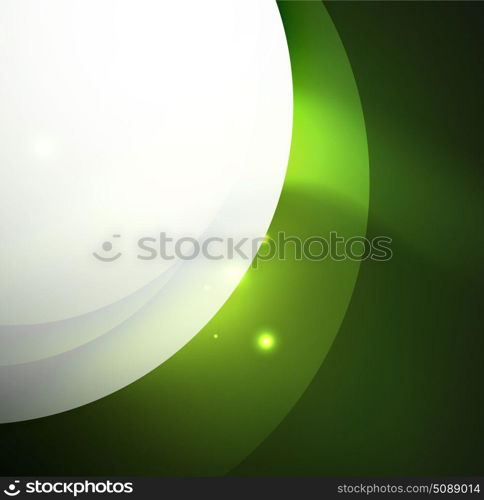 Overlapping circles on glowing abstract background. Overlapping circles on glowing abstract background with shining light effects, green magic style design template